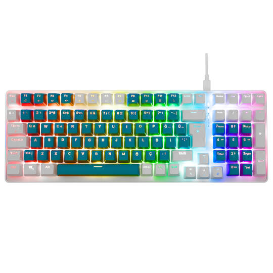Acer eMachines EAK100 YeşilBeyaz USB RGB Backlight RED SWITCH Mekanik Q 100 Tuşlu Compact Gaming Klavye - 2