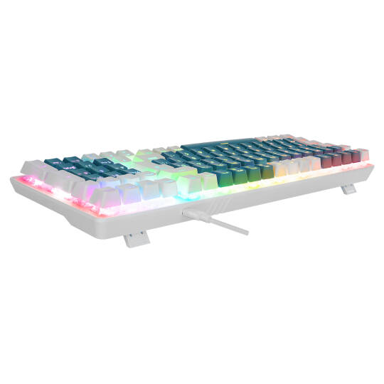 Acer eMachines EAK100 YeşilBeyaz USB RGB Backlight RED SWITCH Mekanik Q 100 Tuşlu Compact Gaming Klavye - 5
