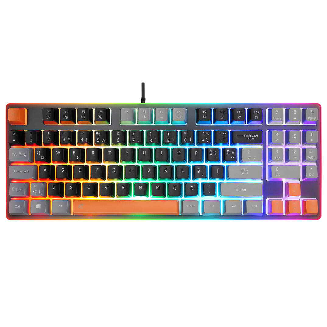 Acer eMachines EAK216 SiyahGriTuruncu USB Rainbow Aydınlatmalı Q Standart TKL Klavye - 2