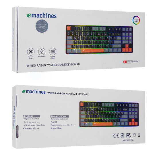 Acer eMachines EAK216 SiyahGriTuruncu USB Rainbow Aydınlatmalı Q Standart TKL Klavye - 7