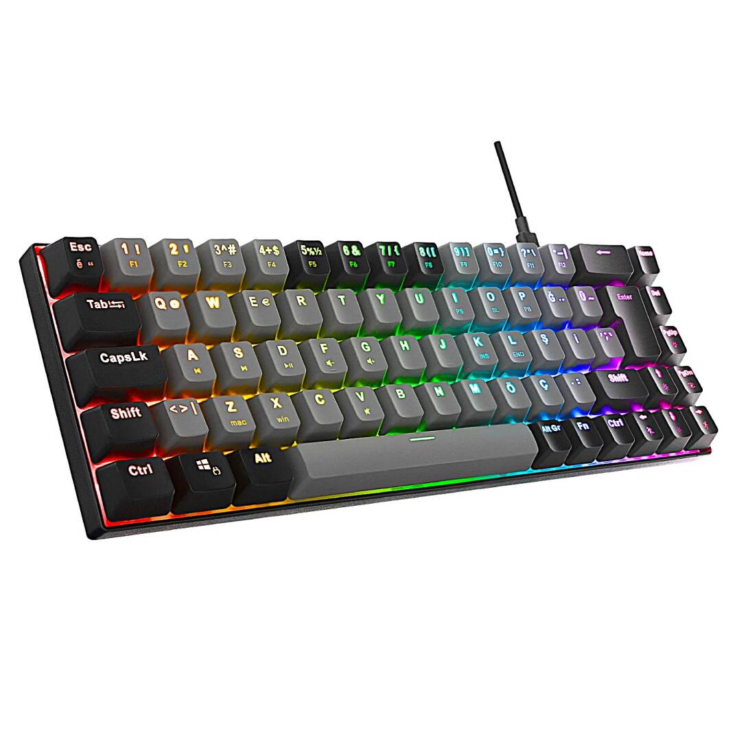 Acer eMachines EAK68 GriSiyah USB RGB Backlight RED SWITCH Mekanik Q 68 Tuşlu Mini Gaming Oyuncu Klavyesi - 1