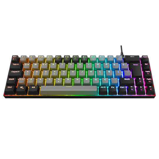 Acer eMachines EAK68 GriSiyah USB RGB Backlight RED SWITCH Mekanik Q 68 Tuşlu Mini Gaming Oyuncu Klavyesi - 3