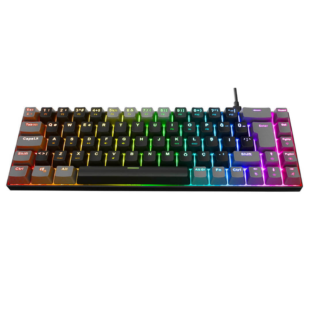 Acer eMachines EAK68 SiyahGri USB RGB Backlight RED SWITCH Mekanik Q 68 Tuşlu Mini Gaming Oyuncu Klavyesi - 3