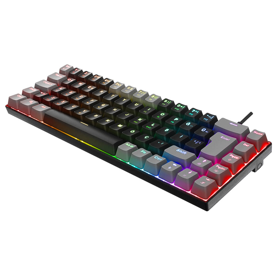 Acer eMachines EAK68 SiyahGri USB RGB Backlight RED SWITCH Mekanik Q 68 Tuşlu Mini Gaming Oyuncu Klavyesi - 4