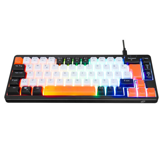 Acer eMachines EAK810 BejSiyahTuruncu USB Rainbow Aydınlatmalı Mini Q Standart Klavye - 3