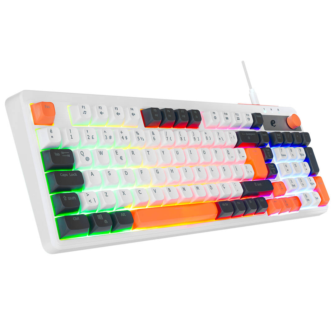 Acer eMachines EAK860 Beyaz USB Rainbow Aydınlatmalı Q Standart Kompakt Klavye - 1