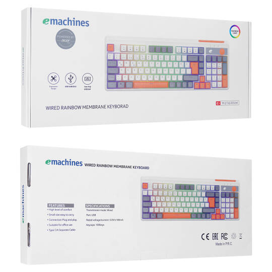 Acer eMachines EAK860 Beyaz USB Rainbow Aydınlatmalı Q Standart Kompakt Klavye - 7