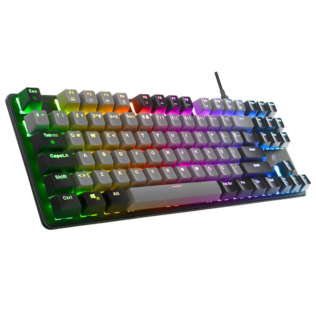 Acer eMachines EAK87 GriSiyah USB RGB Backlight RED SWITCH Mekanik Q 87 Tuşlu TKL Gaming Klavye - 1