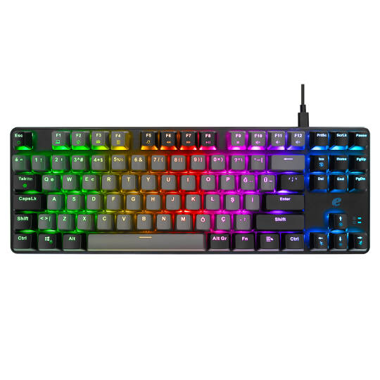 Acer eMachines EAK87 GriSiyah USB RGB Backlight RED SWITCH Mekanik Q 87 Tuşlu TKL Gaming Klavye - 2