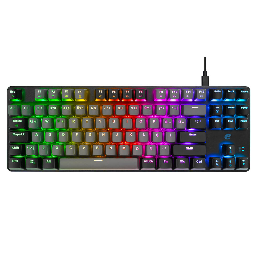 Acer eMachines EAK87 GriSiyah USB RGB Backlight RED SWITCH Mekanik Q 87 Tuşlu TKL Gaming Klavye - 2