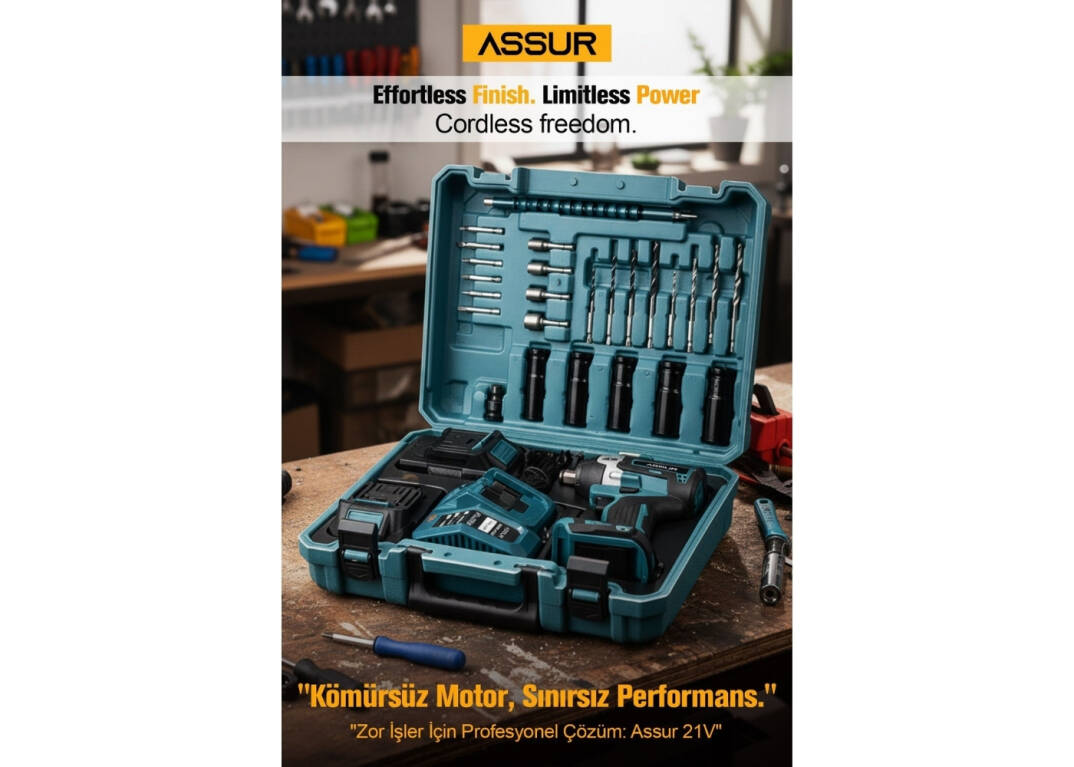 Assur ASR126 450 NM TORKLU 21V ÇİFT AKÜLÜ 10 PİLLİ KÖMÜRSÜZ 12 MAVİ SOMUN SIKMA SÖKME MAKİNESİ - 2