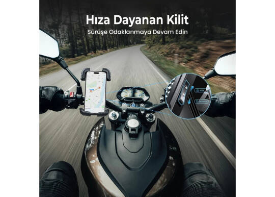 Bix BPH02 360° Derece Ayarlanabilen Gidon Bağlantılı Bisiklet Motosiklet için ABS 4-7.8¨ inç Telefon Tutucu - 6