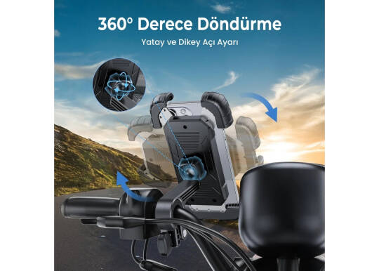 Bix BPH02 360° Derece Ayarlanabilen Gidon Bağlantılı Bisiklet Motosiklet için ABS 4-7.8¨ inç Telefon Tutucu - 7