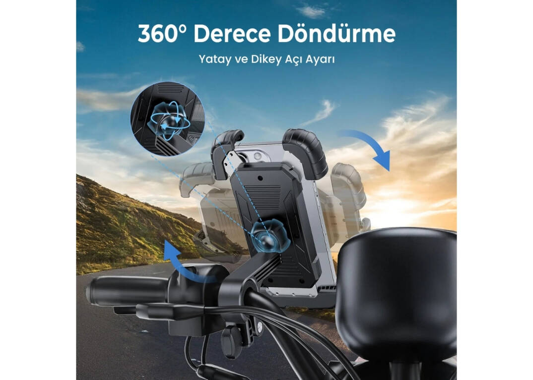 Bix BPH02 360° Derece Ayarlanabilen Gidon Bağlantılı Bisiklet Motosiklet için ABS 4-7.8¨ inç Telefon Tutucu - 7