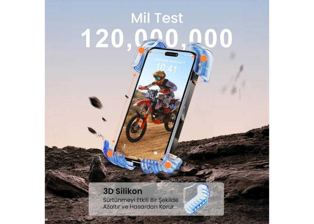 Bix BPH02 360° Derece Ayarlanabilen Gidon Bağlantılı Bisiklet Motosiklet için ABS 4-7.8¨ inç Telefon Tutucu - 8