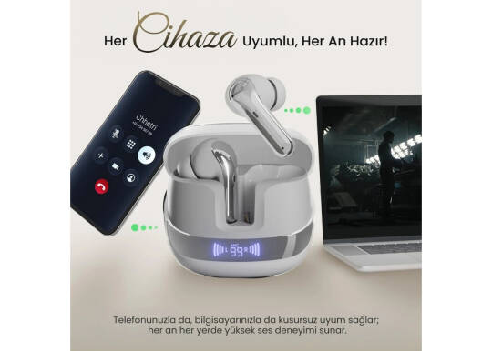 Bix TWX Soundcraft ANC ENC Bluetooth 5.4 TWS Kablosuz Kulak içi Kulaklık Beyaz - 6