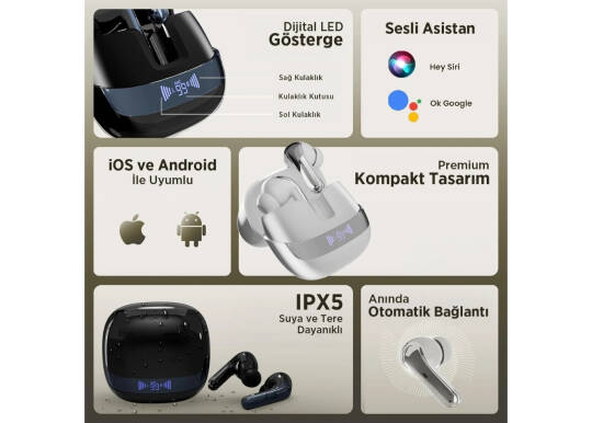 Bix TWX Soundcraft ANC ENC Bluetooth 5.4 TWS Kablosuz Kulaklık Siyah - 2