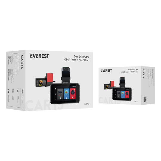 Everest CAR15 3.0 IPS Ekran 1080P+720P 120°Geniş Açı G-Sensor+ Wifi 64GB TF Kartılı Araç Ön Ve Arka Kamerası Everest - 8