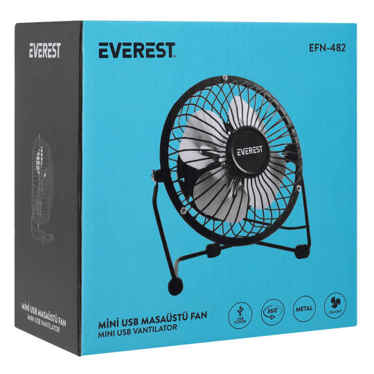 Everest EFN-482 Masaüstü Metal Siyah Usb Fan - 10