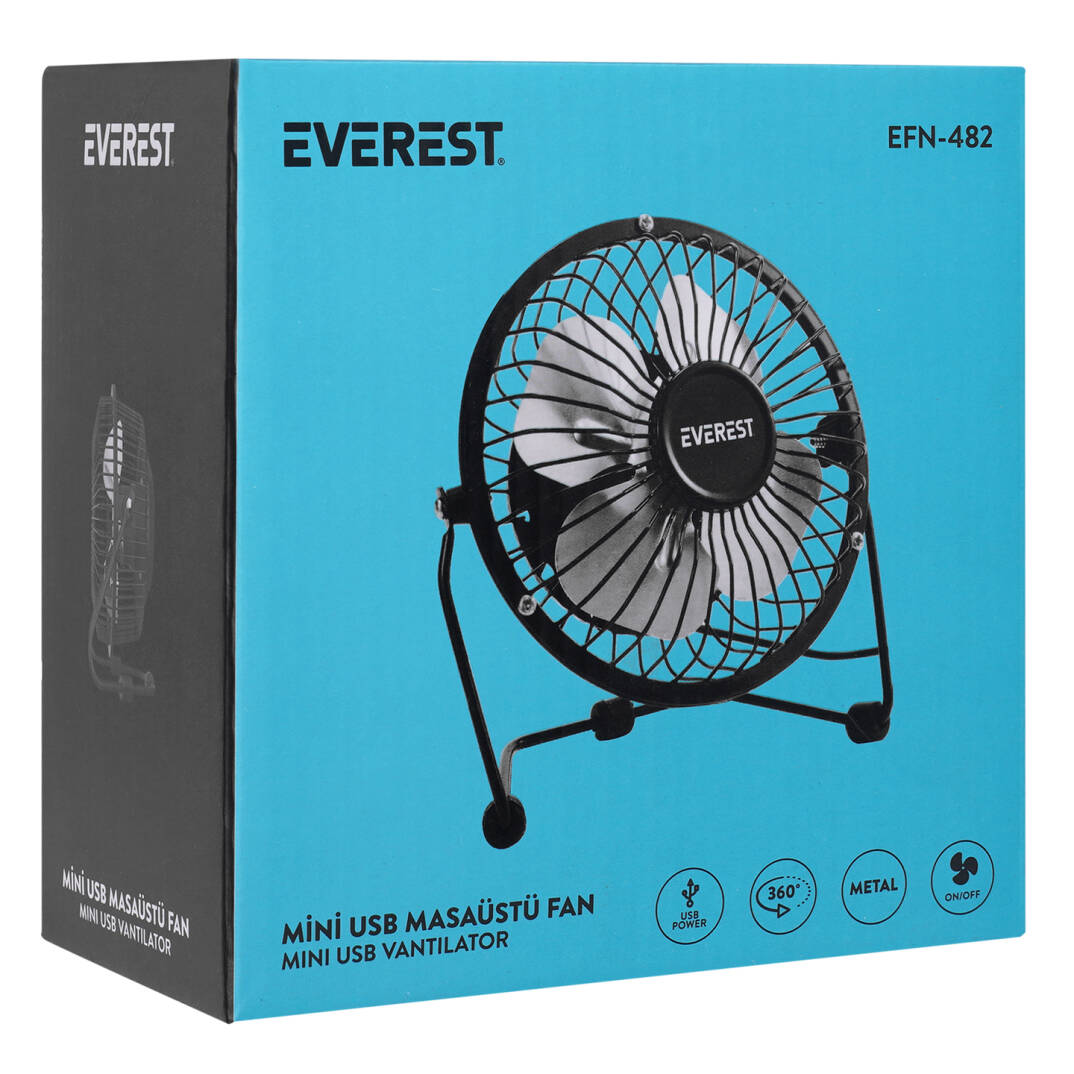 Everest EFN-482 Masaüstü Metal Siyah Usb Fan - 10