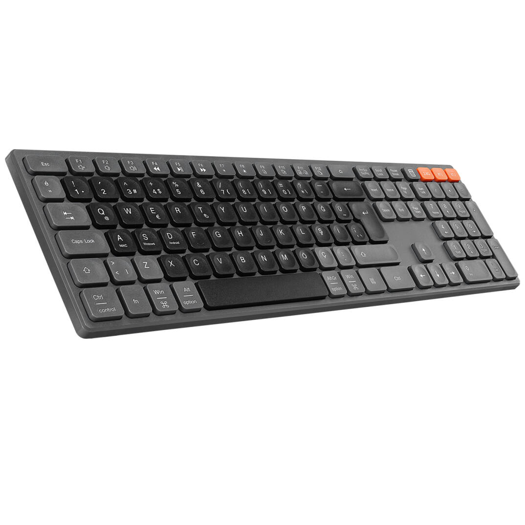 Everest KB-2610 SiyahGri 2.4G+BT1+BT2 üçü bir arada 3 in 1 Q Kablosuz klavye - 2