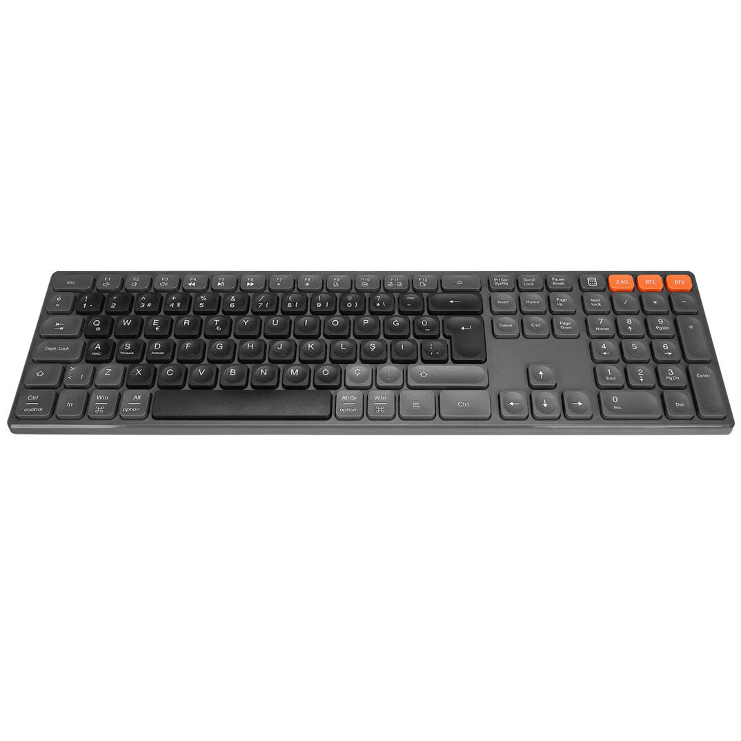 Everest KB-2610 SiyahGri 2.4G+BT1+BT2 üçü bir arada 3 in 1 Q Kablosuz klavye - 3