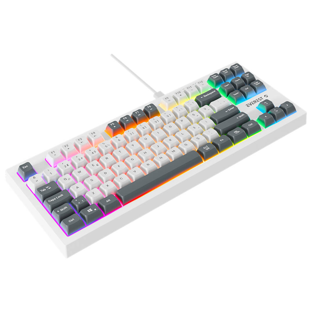 Everest KB-98 SILENT TKL BeyazGri Mavi Rainbow Q Membrane Klavye - 2