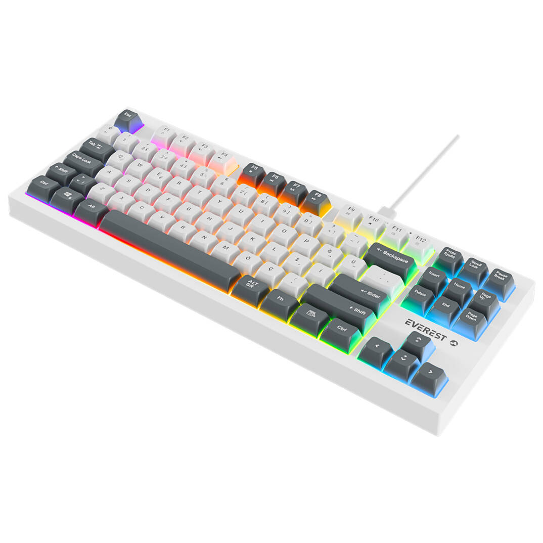 Everest KB-98 SILENT TKL BeyazGri Mavi Rainbow Q Membrane Klavye - 4