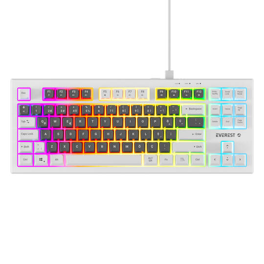 Everest KB-98 SILENT TKL Gri MaviBeyaz Rainbow Q Membrane Klavye