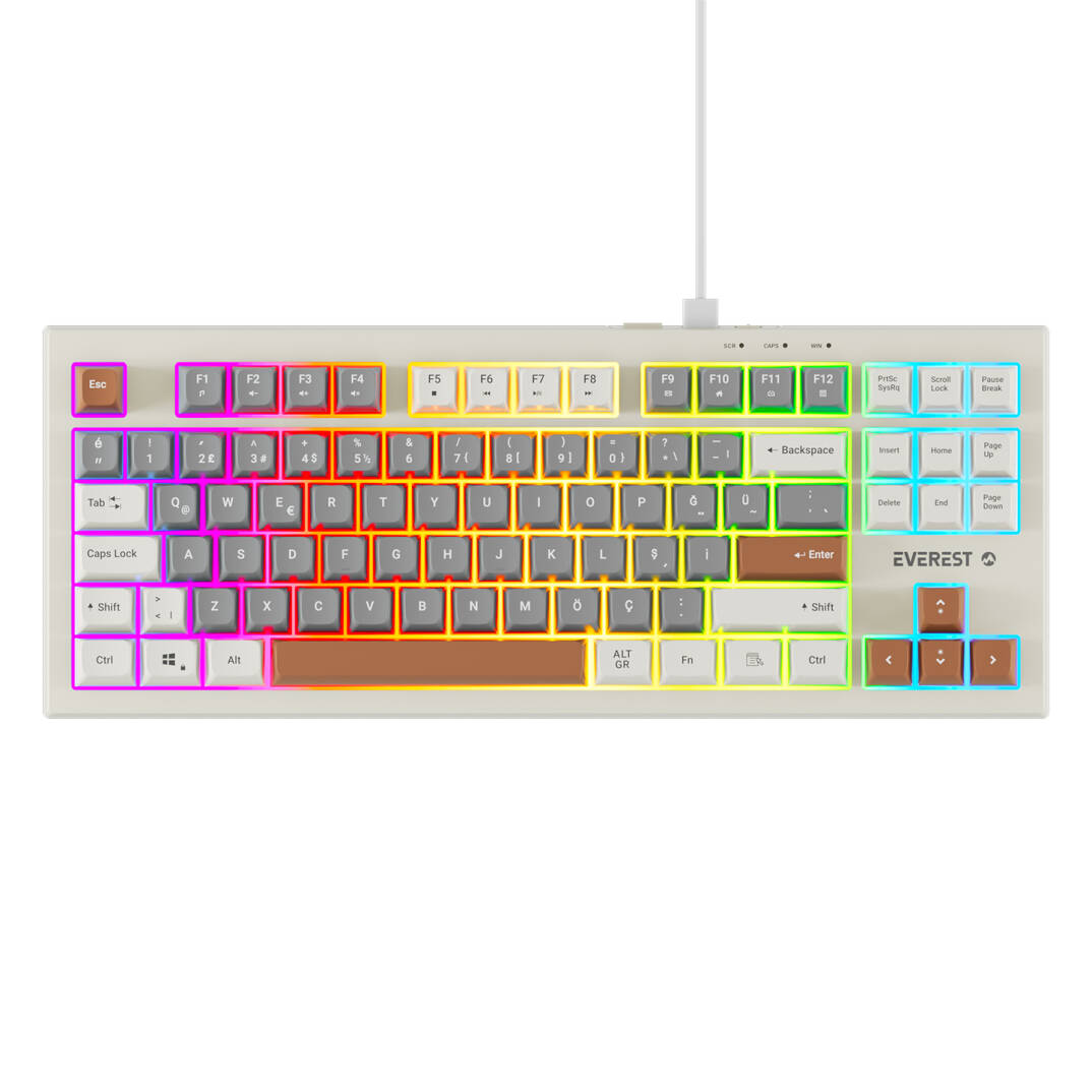 Everest KB-98 SILENT TKL Gri MaviGriKahve Rainbow Q Membrane Klavye - 1