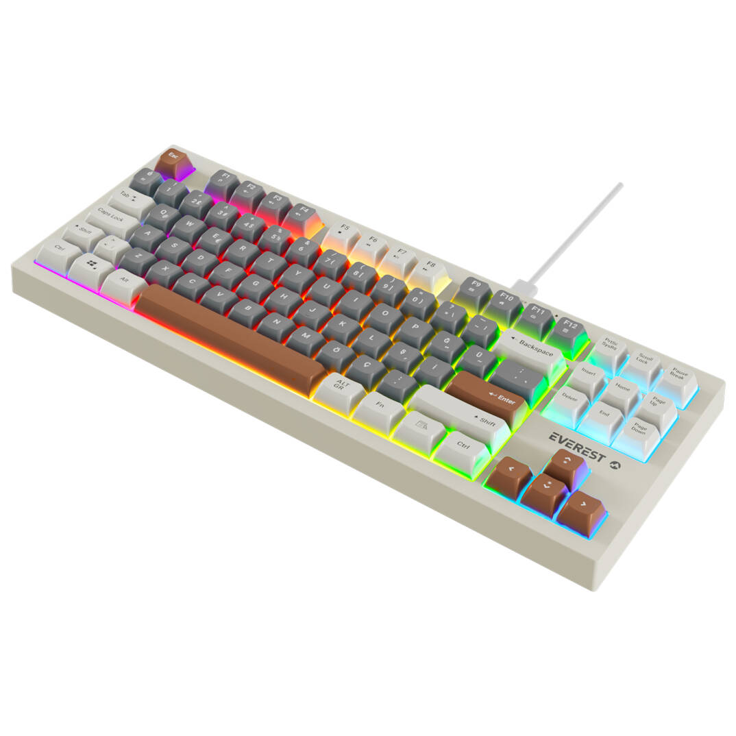 Everest KB-98 SILENT TKL Gri MaviGriKahve Rainbow Q Membrane Klavye - 4