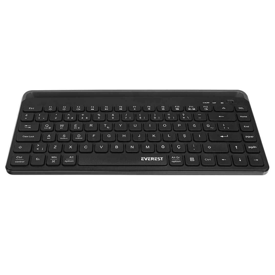 Everest KB-BT66 Siyah 2.4G+BT1+BT2 üçü bir arada 3 in 1 Q Kablosuz klavye - 3