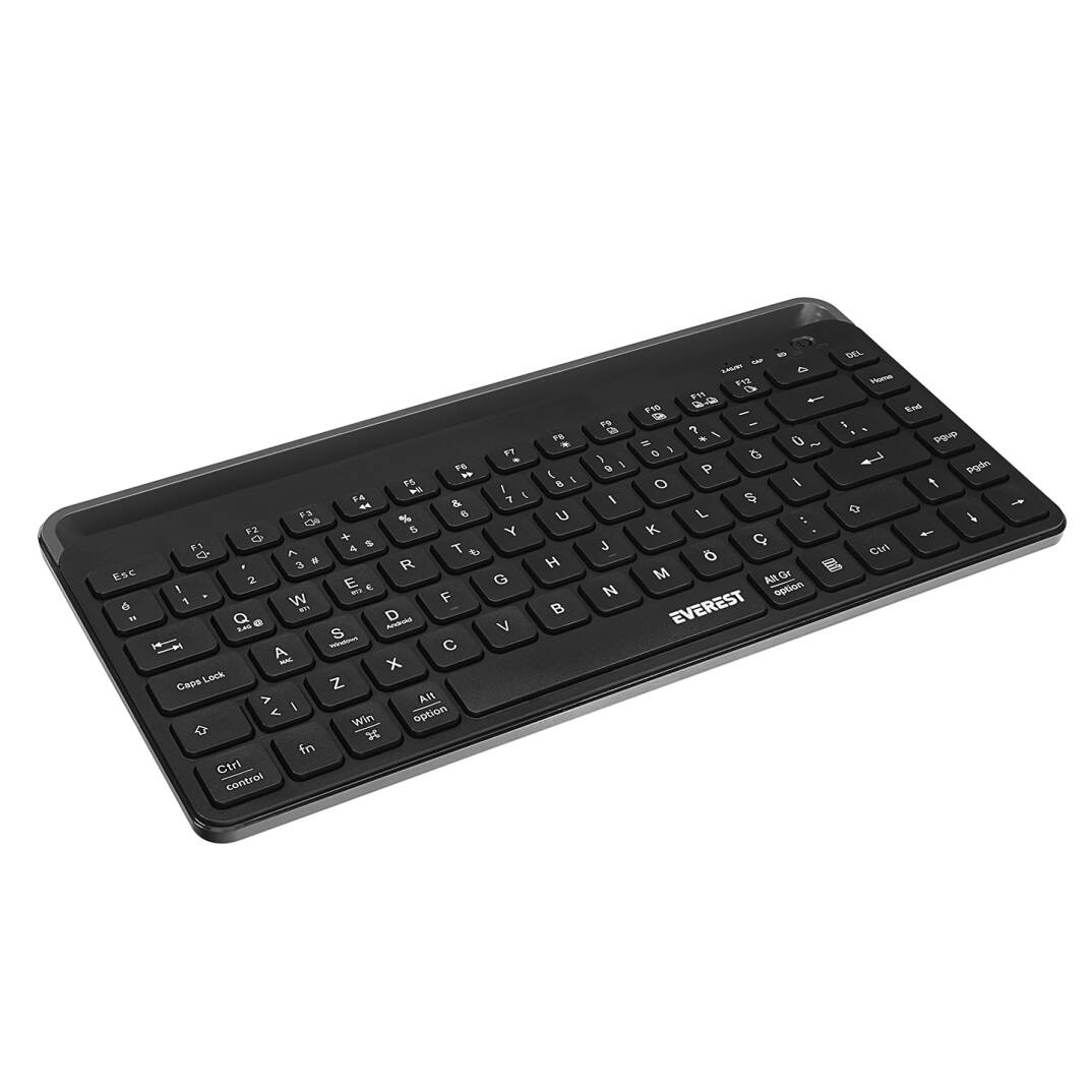 Everest KB-BT66 Siyah 2.4G+BT1+BT2 üçü bir arada 3 in 1 Q Kablosuz klavye - 4
