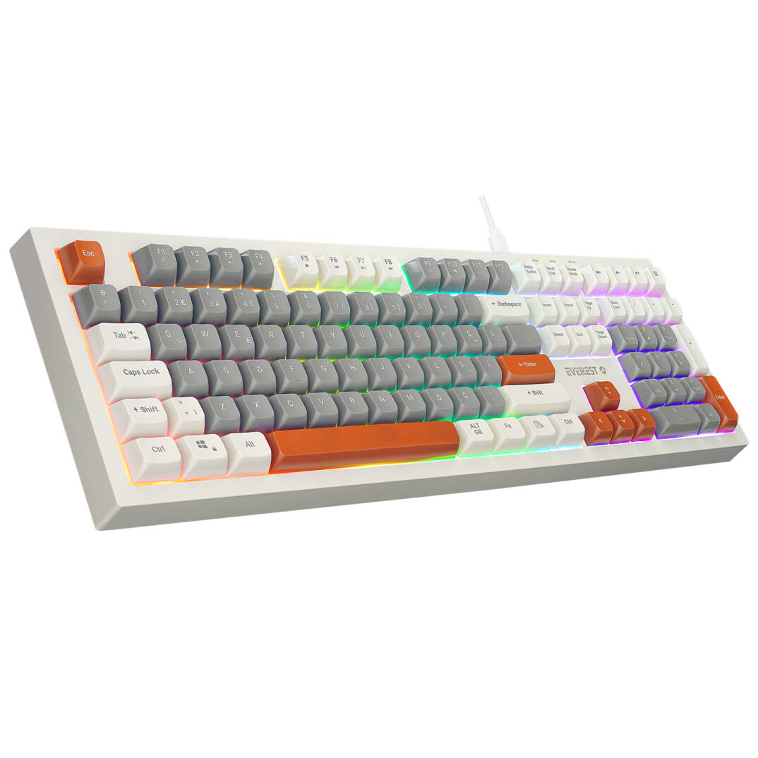 Everest KM-77 Runa GriKremKahve Usb Rainbow Aydınlatmalı Sessiz Q Klavye + Mouse Set - 2