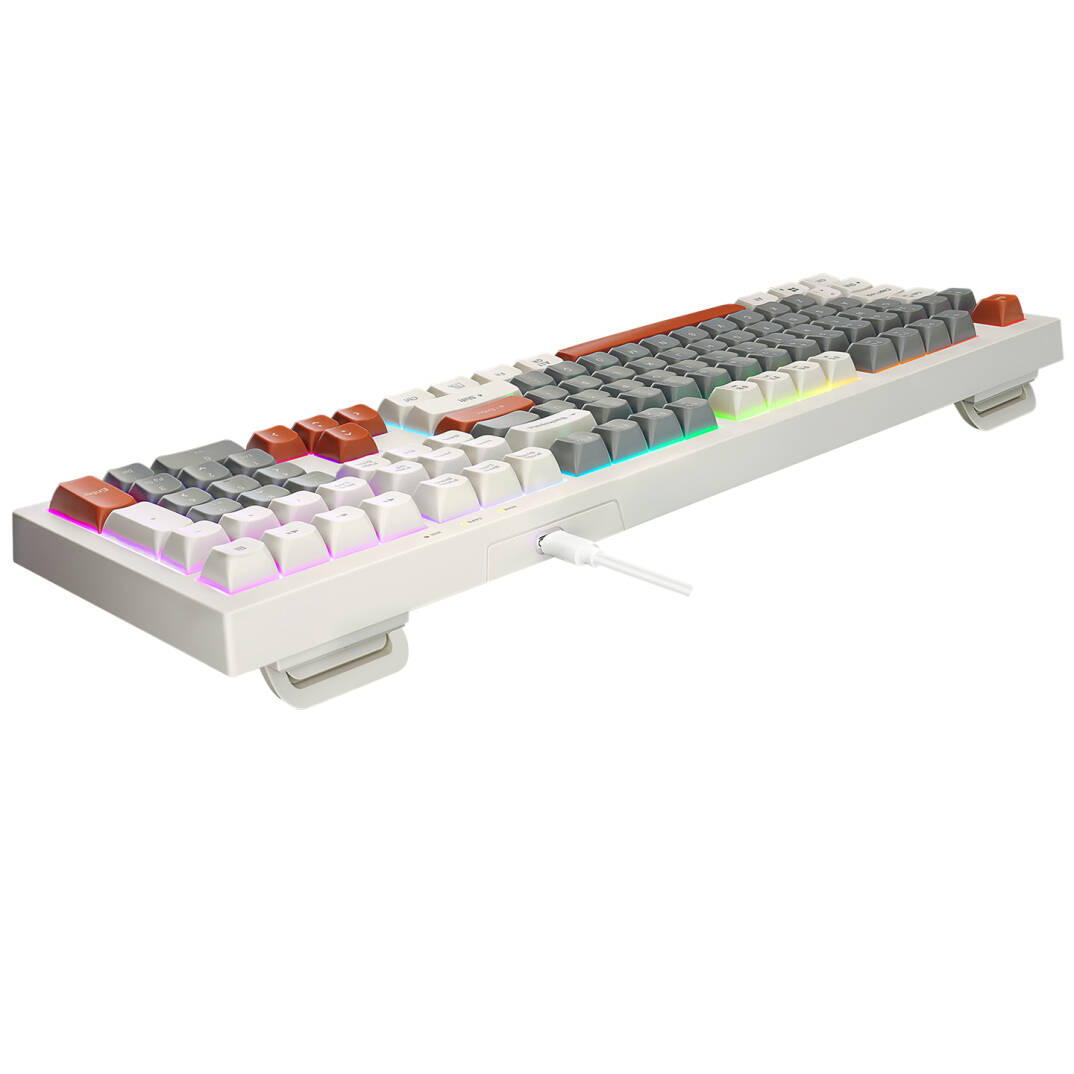 Everest KM-77 Runa GriKremKahve Usb Rainbow Aydınlatmalı Sessiz Q Klavye + Mouse Set - 5