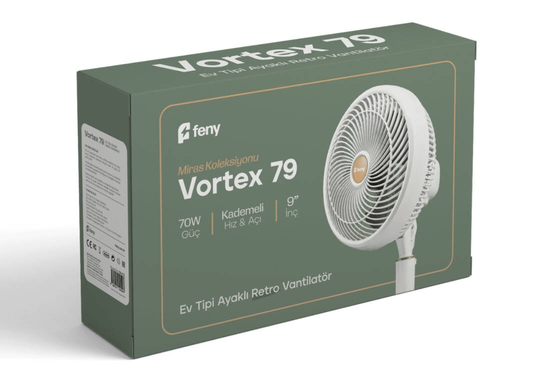 Feny FN-F15 Vortex Retro Vantilator Ev   Ofis Tipi 70W 9¨ Ayaklı Fan - 3