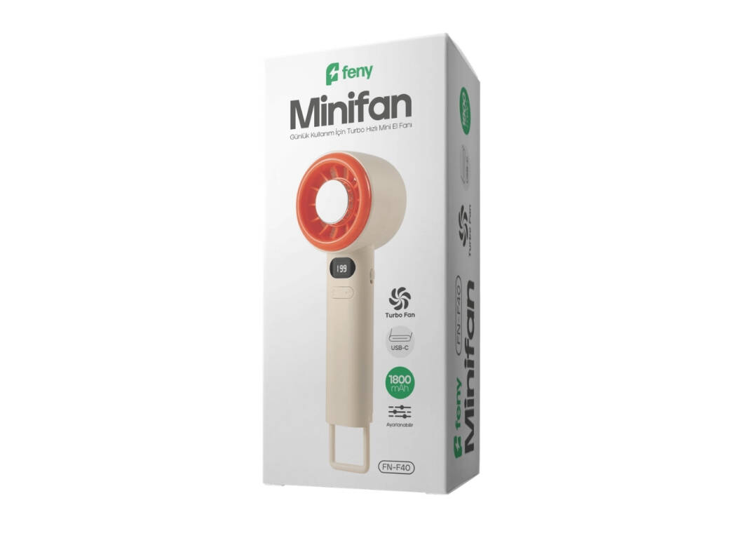 Feny FN-F40 Beyaz Minifan Ultra Sessiz LED Göstergeli Şarjlı Turbo Mini El Fanı - 4
