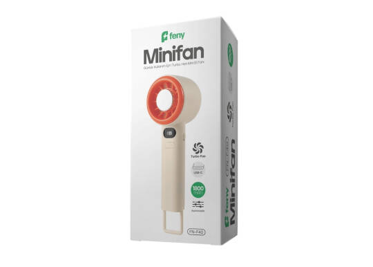 Feny FN-F40 KremSarı Minifan Ultra Sessiz LED Göstergeli Şarjlı Turbo Mini El Fanı - 4
