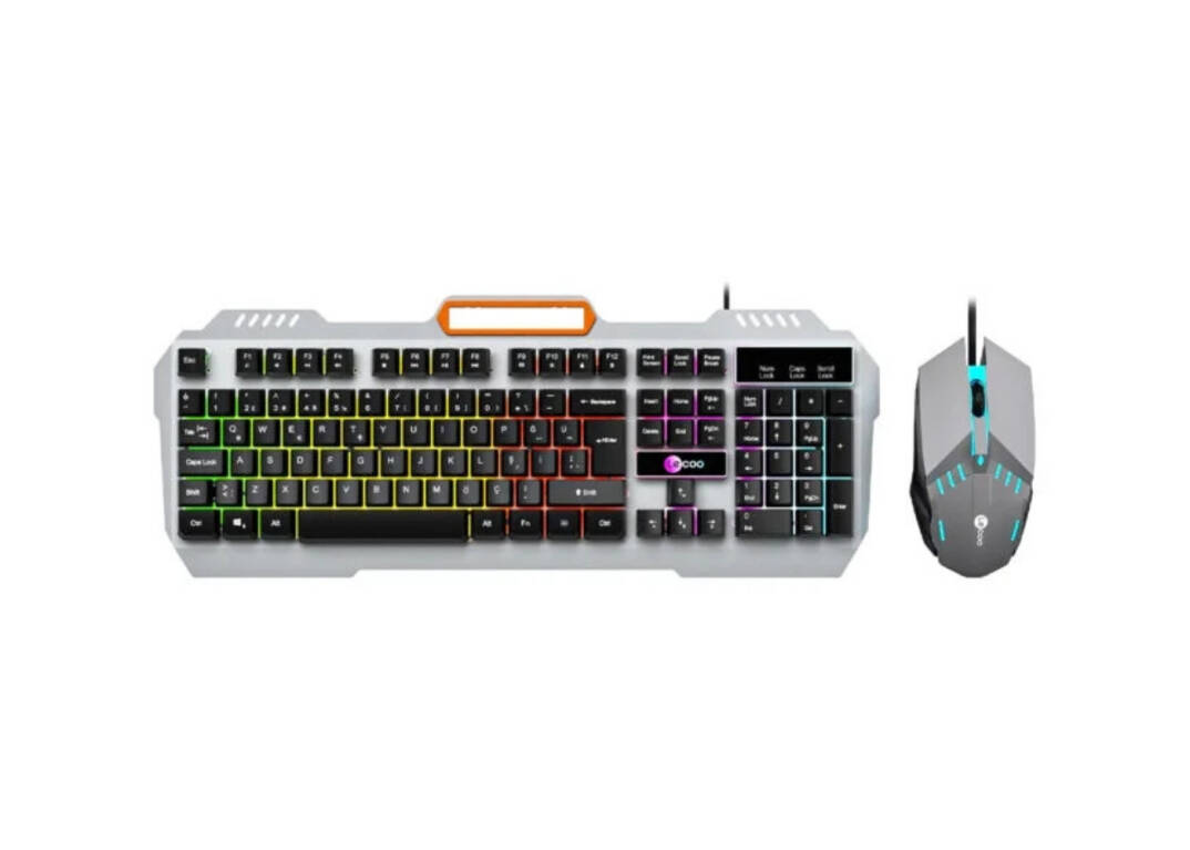 Lecoo CM107 USB Kablolu Rainbow Aydınlatmalı Türkçe Q Oyuncu Klavye   Mouse Seti Siyah - 1