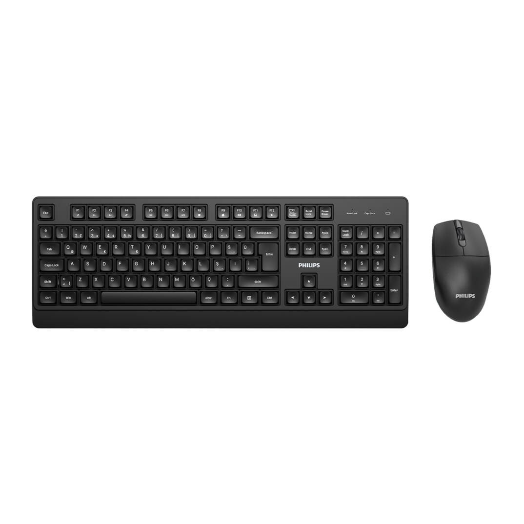 Philips SPT6347 Kablosuz Türkçe Q Klavye ve Mouse Seti Siyah - 1