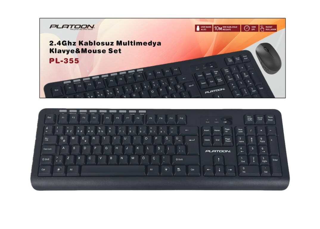 Platoon PL-355 2.4Ghz Kablosuz Multimedya Klavye Mouse Set - 1