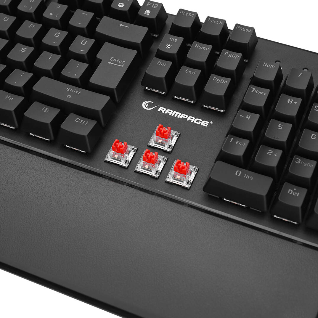 Rampage KB-R86 UMBRA Siyah USB Rainbow Aydınlatmalı Red Switch Mekanik Gaming Oyuncu Klavye - 5