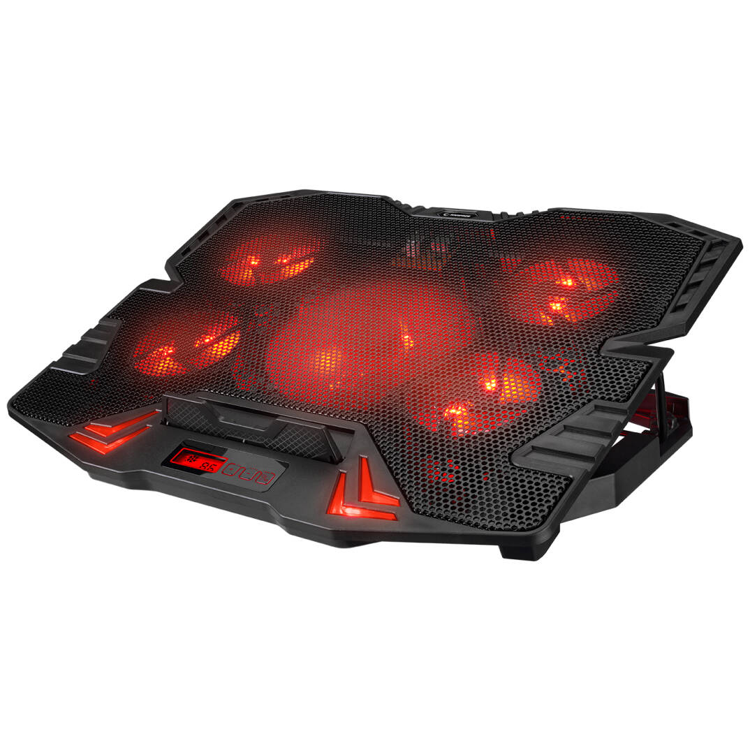 Rampage Mistral S45 Kırmızı Led lşıklı 5 Fanlı Yükseklik Ayarlı LCD Göstergeli Notebook Soğutucu - 1