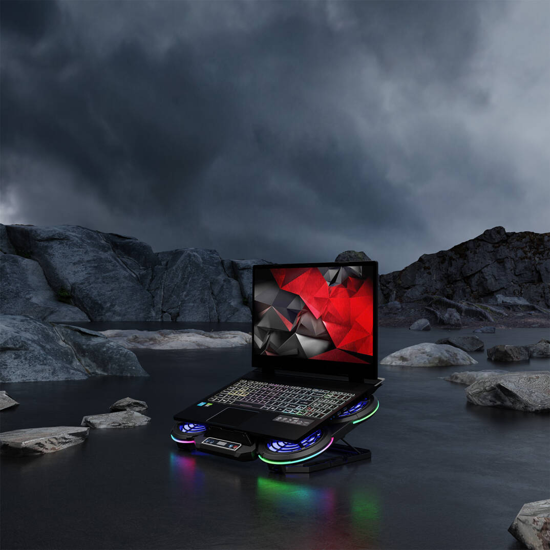 Rampage PROTE R6 RGB Işıklı 6 Fanlı Telefon Tutuculu Notebook Soğutucu Stand - 6