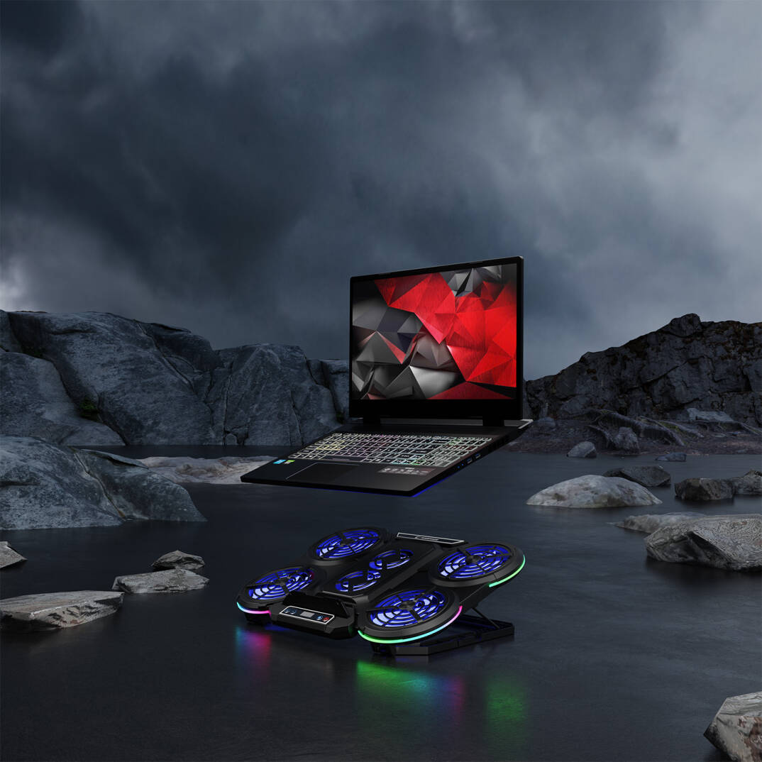 Rampage PROTE R6 RGB Işıklı 6 Fanlı Telefon Tutuculu Notebook Soğutucu Stand - 7