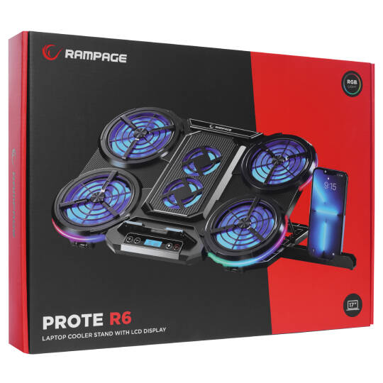 Rampage PROTE R6 RGB Işıklı 6 Fanlı Telefon Tutuculu Notebook Soğutucu Stand - 9