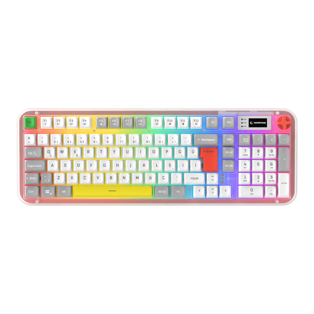 Rampage Reflect 99 Sessiz Beyaz  Gri RGB Q Membrane Oyuncu Klavyesi Rampage - 1