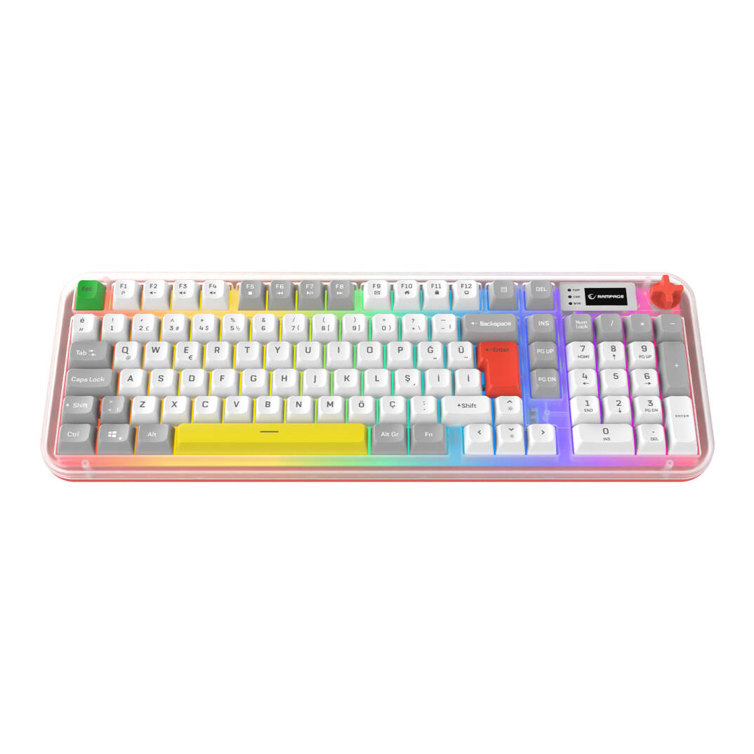 Rampage Reflect 99 Sessiz Beyaz  Gri RGB Q Membrane Oyuncu Klavyesi Rampage - 2