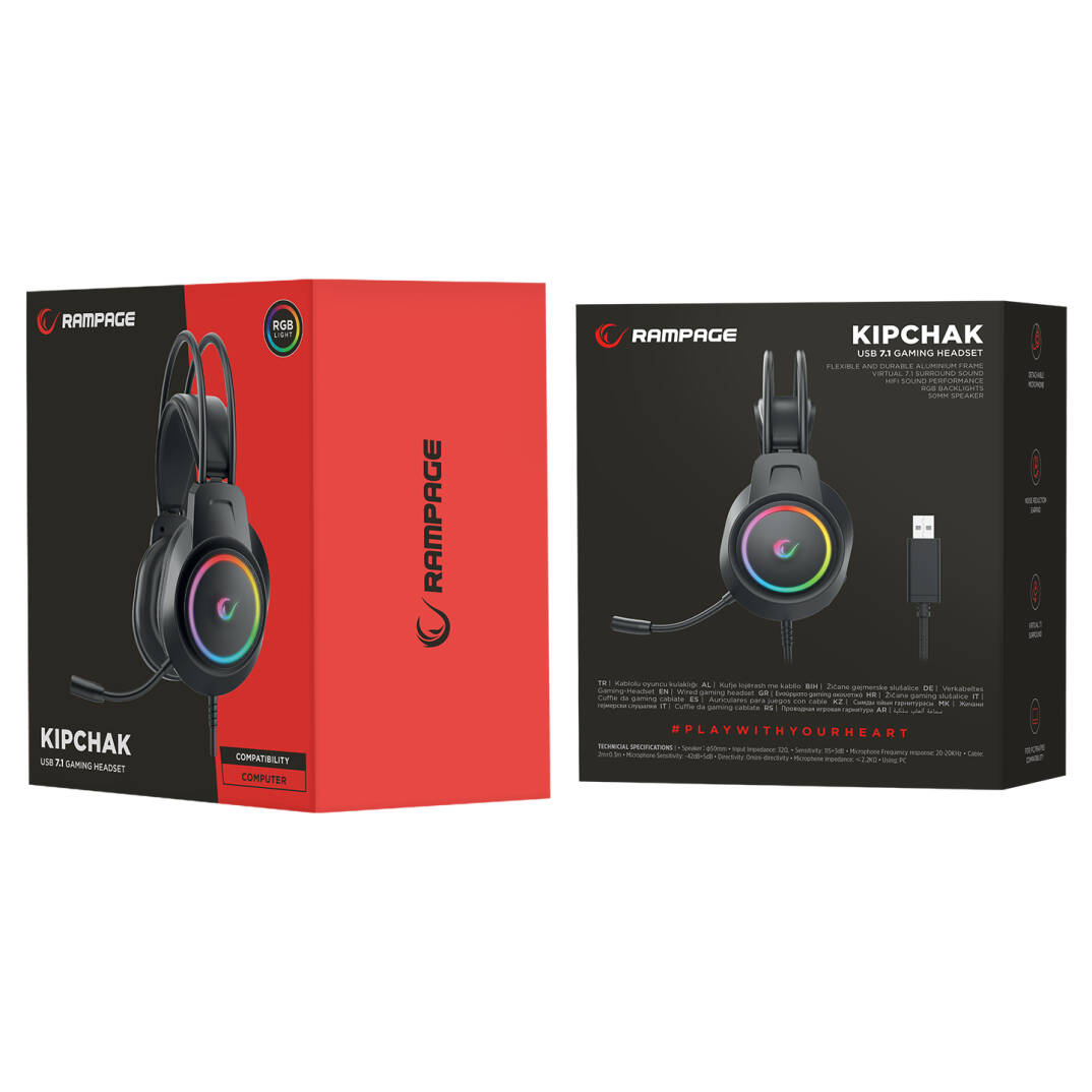 Rampage RM-K55 Kipchak Siyah RGB Led 7.1 Gaming Mikrofonlu Oyuncu Kulaklığı Rampage - 9