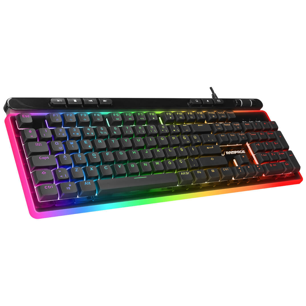 Rampage SHINE K14 Siyah USB RGB Backlight Membrane Gaming Oyuncu Klavye - 1